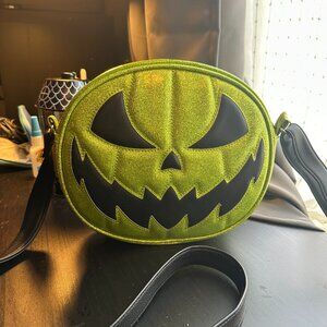 Love Pain and Stitches Pumpkin Kult green glitter purse